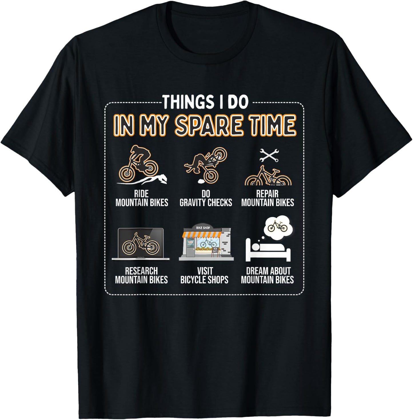 Things I Do In My Spare Time - MTB Mountain Bike T-Shirt - T-Shirt | Black