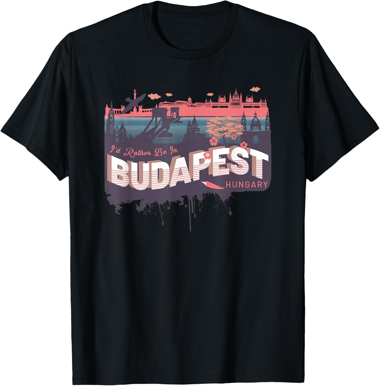 I'd Rather Be In Budapest Hungary Vintage Souvenir T-Shirt - T-Shirt | Black