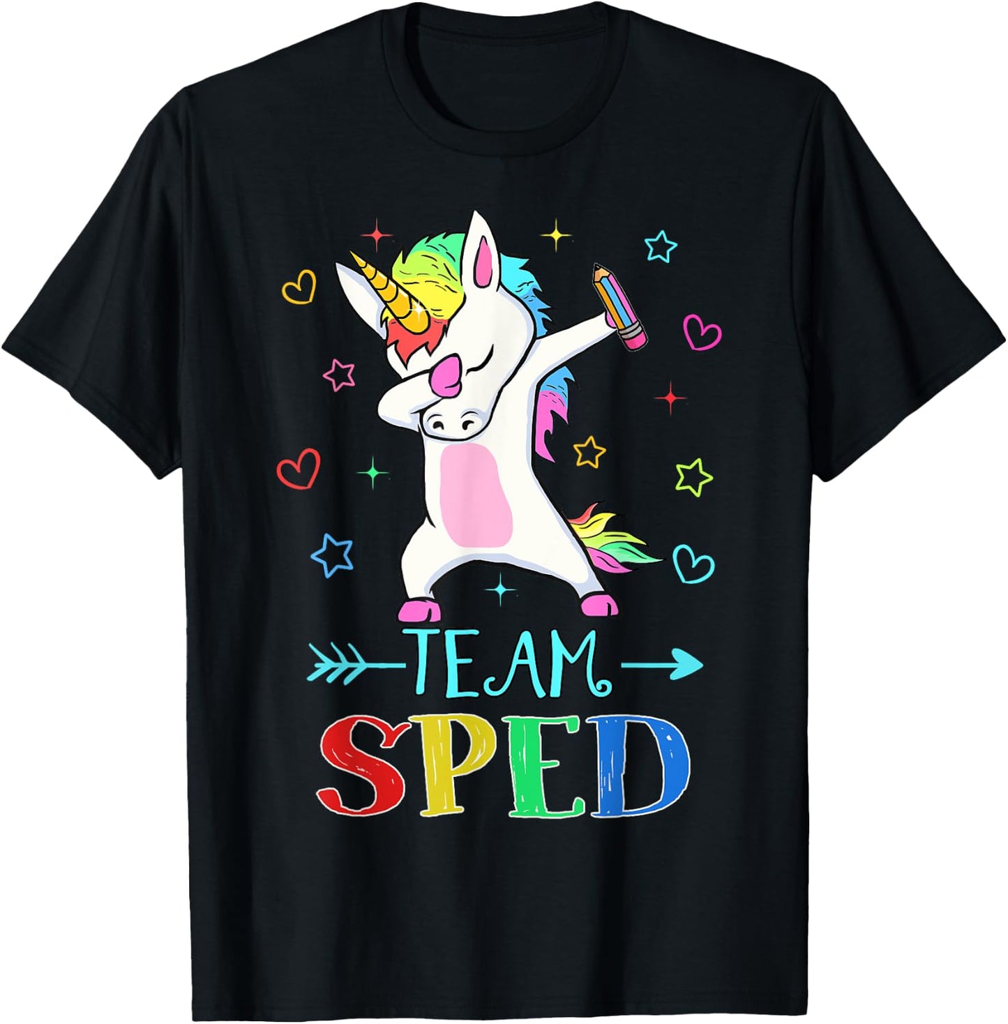 Team Sped Dabbing Unicorn Funny Back To School Gift T-Shirt - T-Shirt | Black