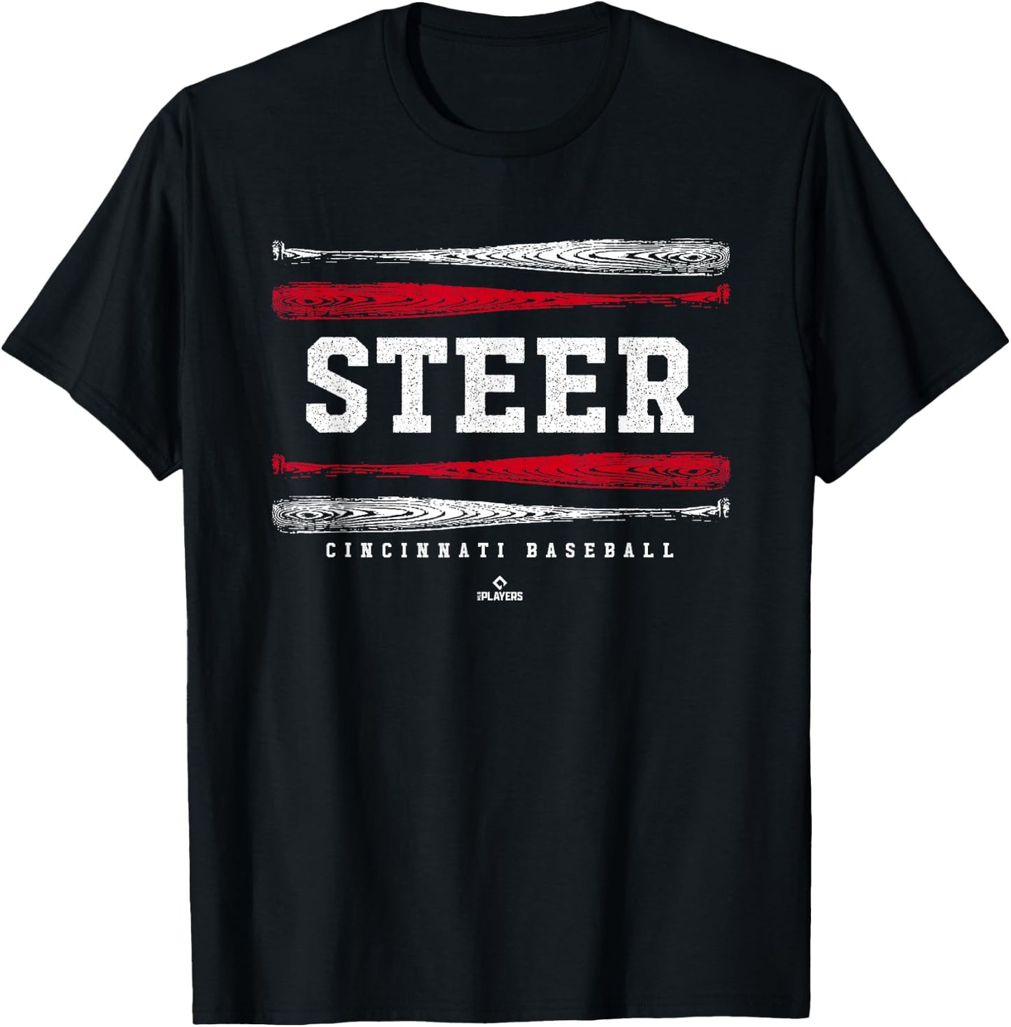 Vintage Baseball Bat Gameday Spencer Steer Cincinnati MLBPA T-Shirt - T-Shirt | Black