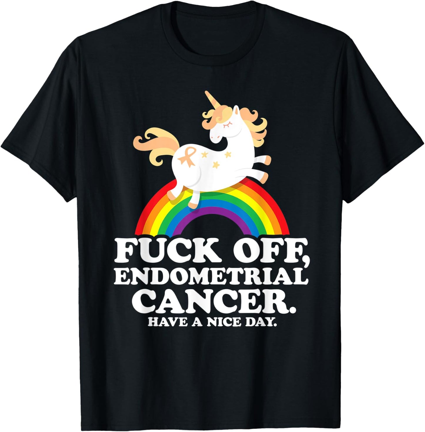 Endometrial Cancer Survivor Shirt | Fuck Endometrial Cancer T-Shirt - T-Shirt | Black