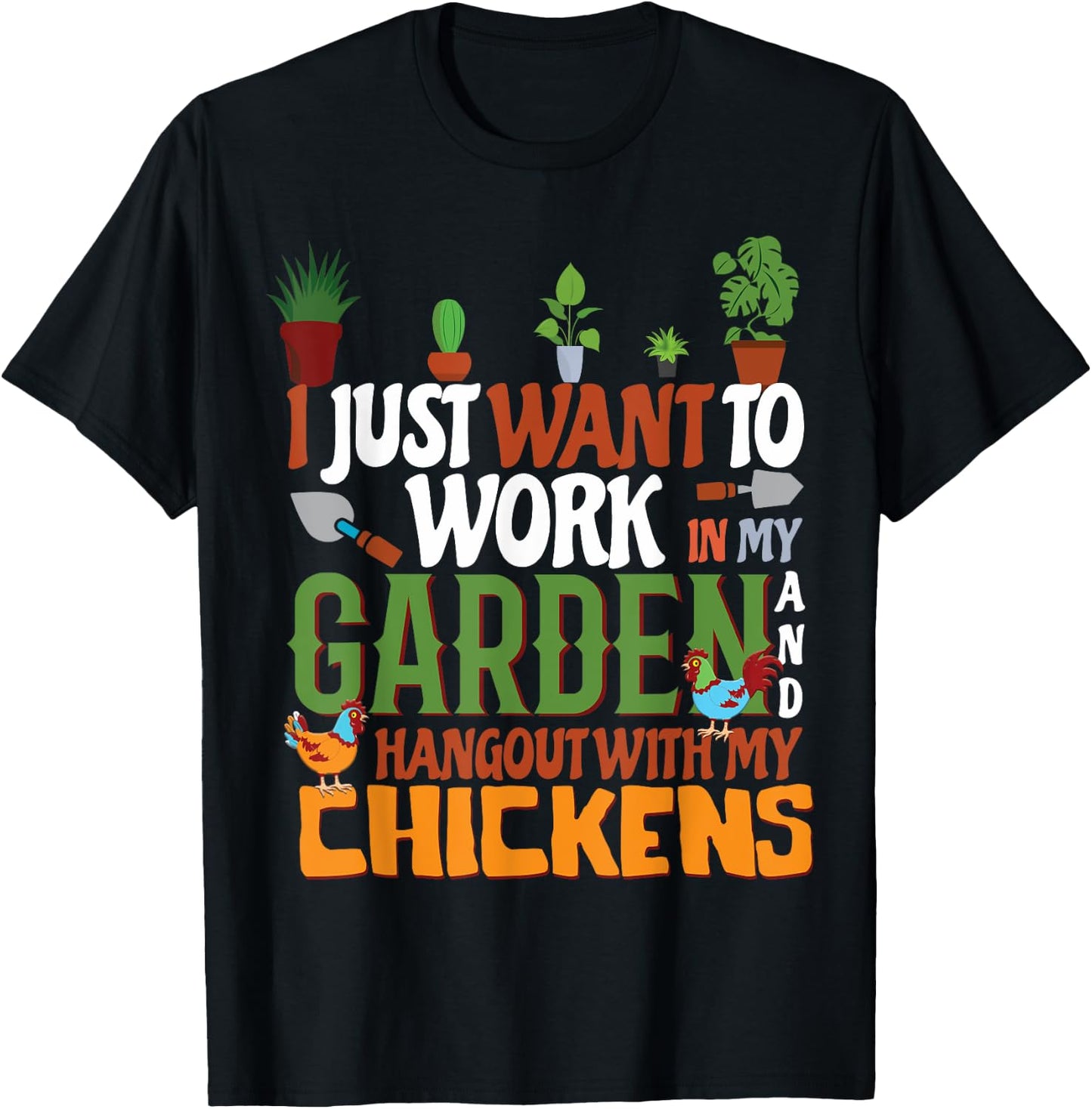 Garden And Chickens T-Shirt - T-Shirt | Black