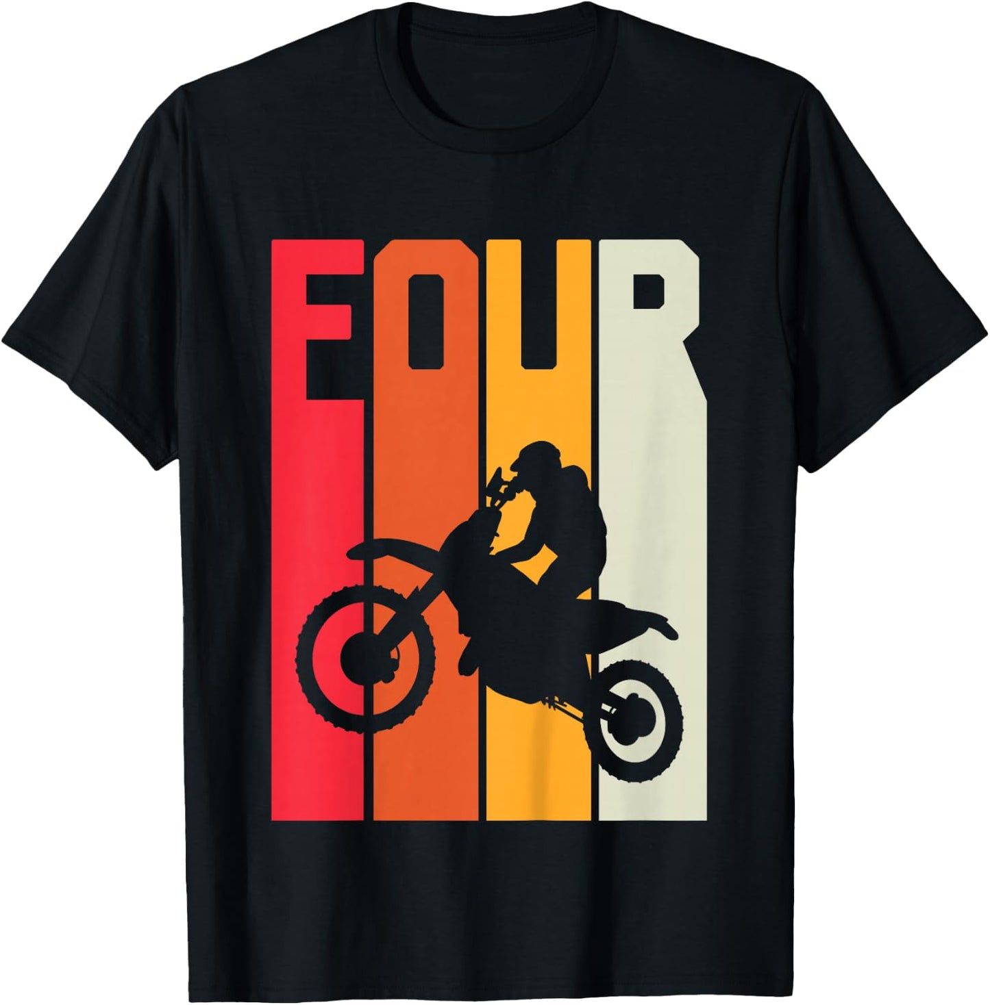 4th Birthday Retro Motocross 4 Years Boys Girl Dirt Bike T-Shirt - T-Shirt | Black