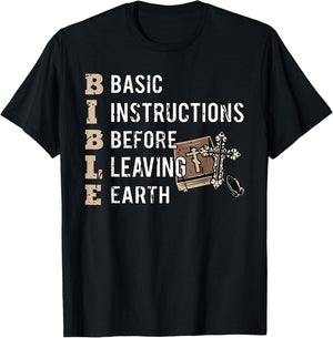 Bible Basic Instructions Before Leaving Earth Christian T-Shirt - T-Shirt | Black