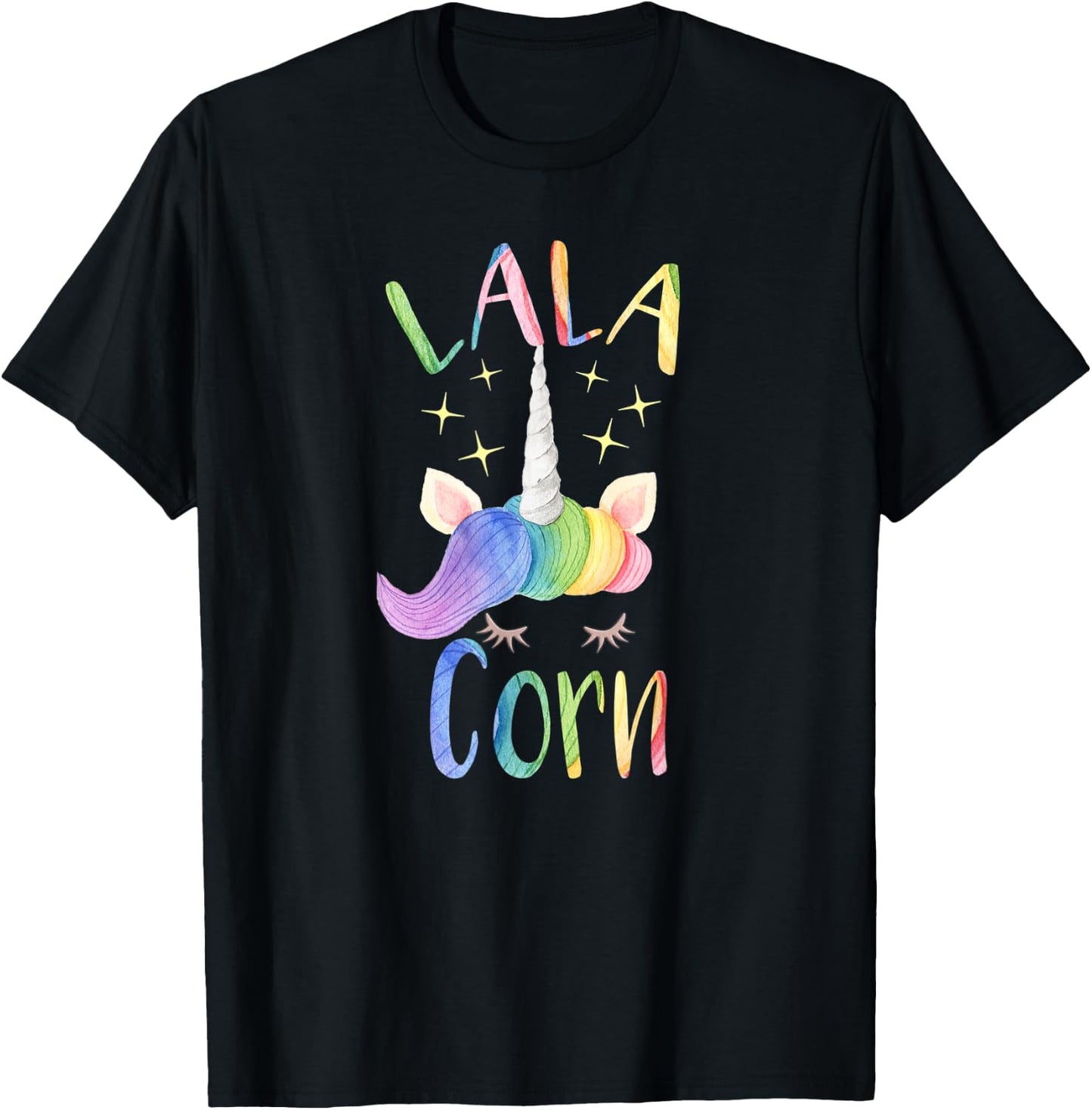 Lala Corn Funny Lala Grandma Unicorn Lover T-Shirt - T-Shirt | Black
