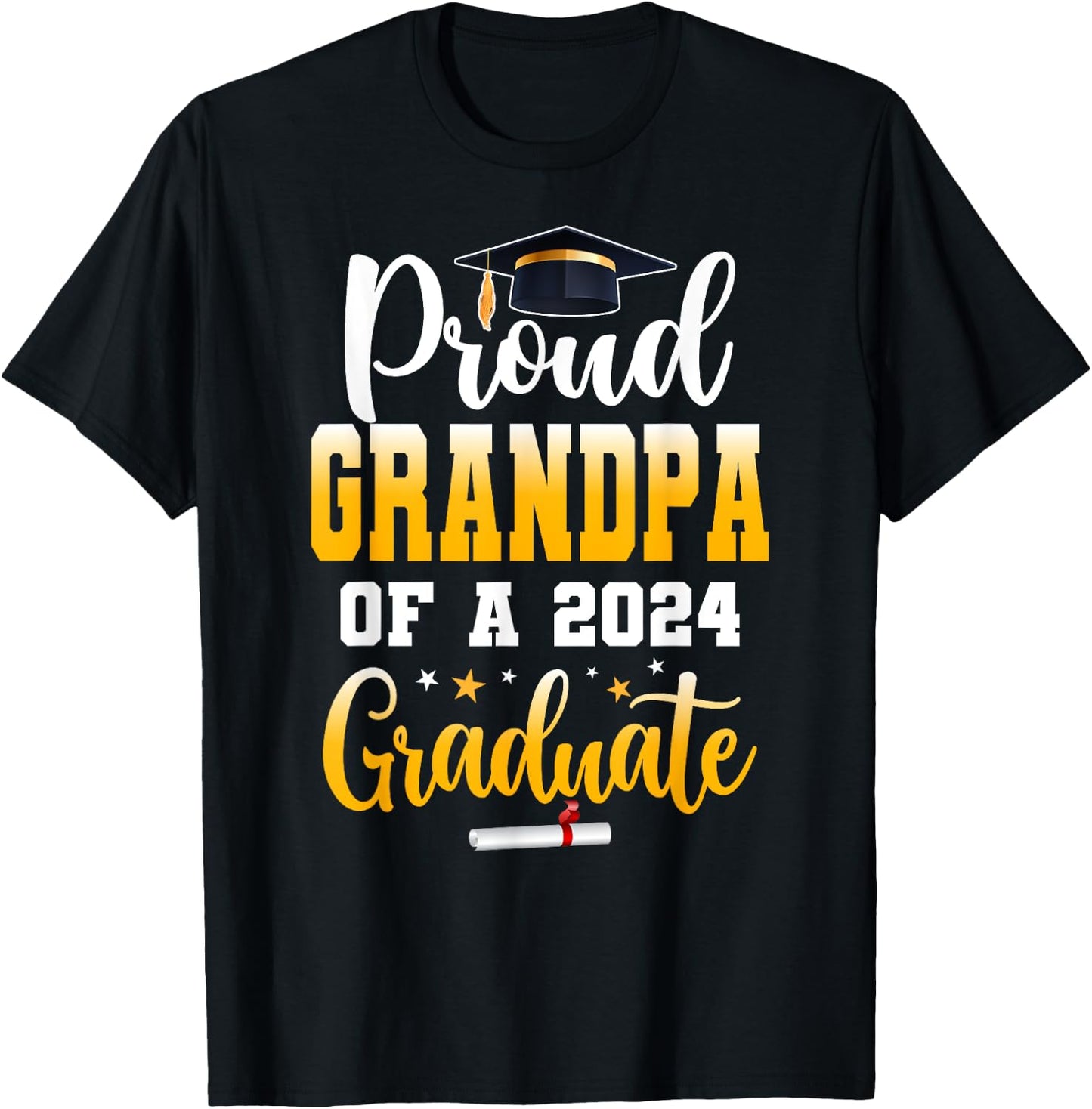 Proud Grandpa Of A Class Of 2024 Graduate Senior Grandpa T-Shirt - T-Shirt | Black