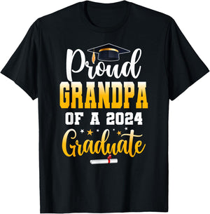 Proud Grandpa Of A Class Of 2024 Graduate Senior Grandpa T-Shirt - T-Shirt | Black