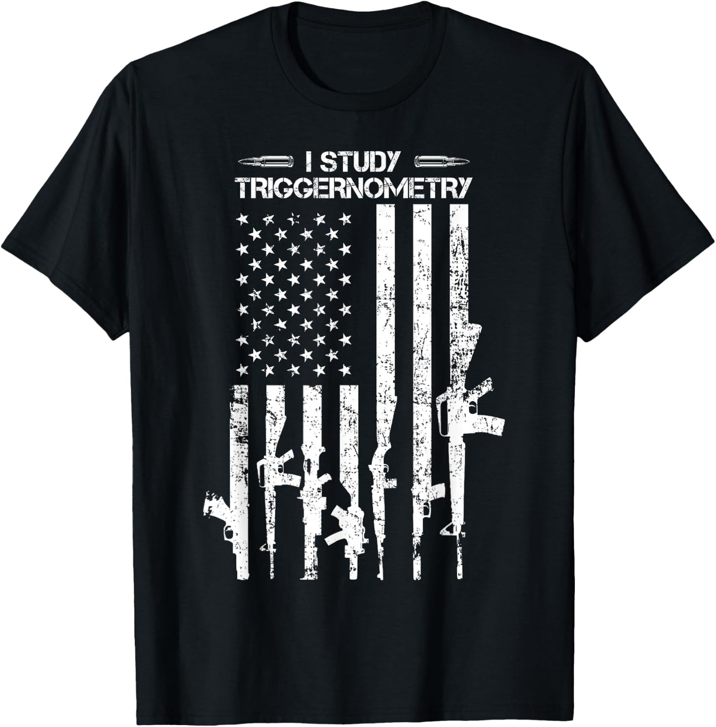 I Study Triggernometry - Funny Gun Pro Guns American Flag T-Shirt - T-Shirt | Black