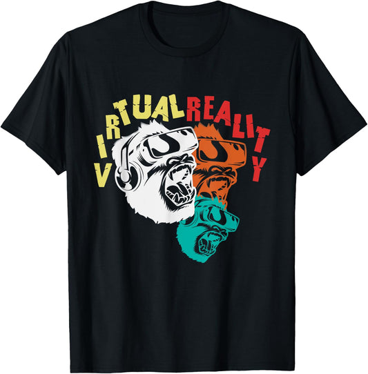 VR Virtual Reality Monkey Player Gamer Gorilla Gift T-Shirt - T-Shirt | Black