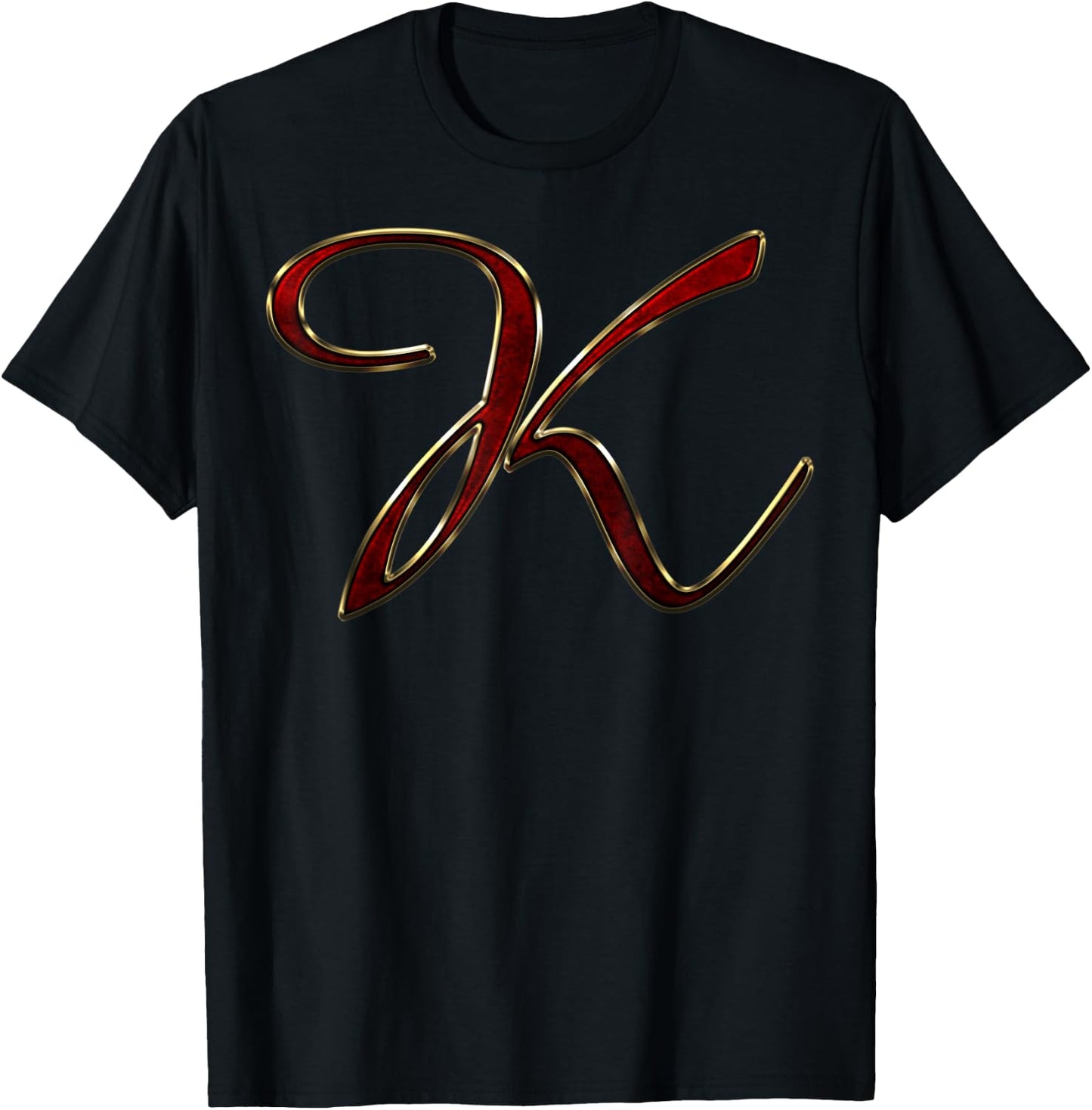 Monogram Initial Letter K Red T-Shirt - T-Shirt | Black