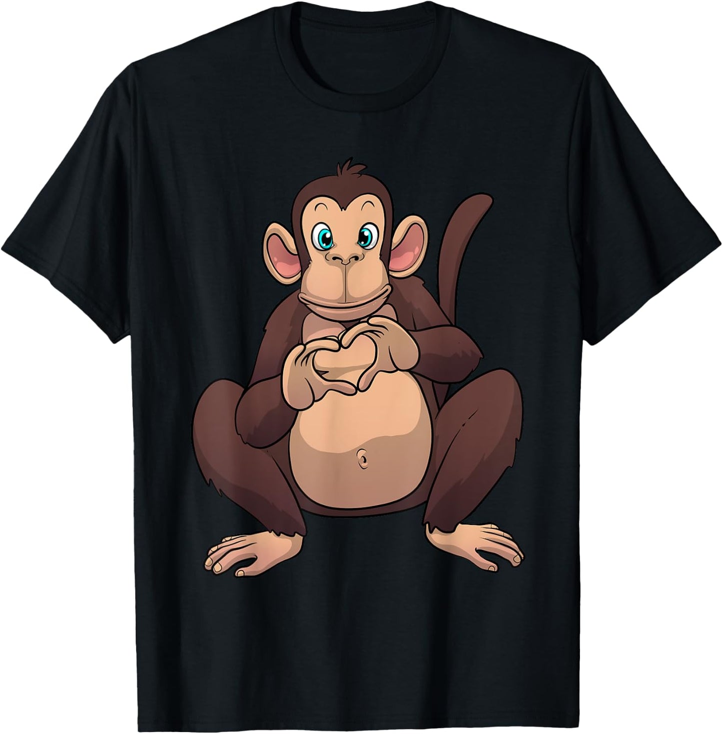 Monkey Art Women Gorilla Animal Valentines Monkey T-Shirt - T-Shirt | Black