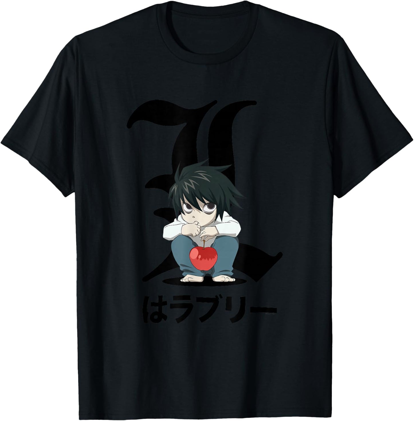 Death Note Crouching Chibi L Anime T-Shirt - T-Shirt | Black