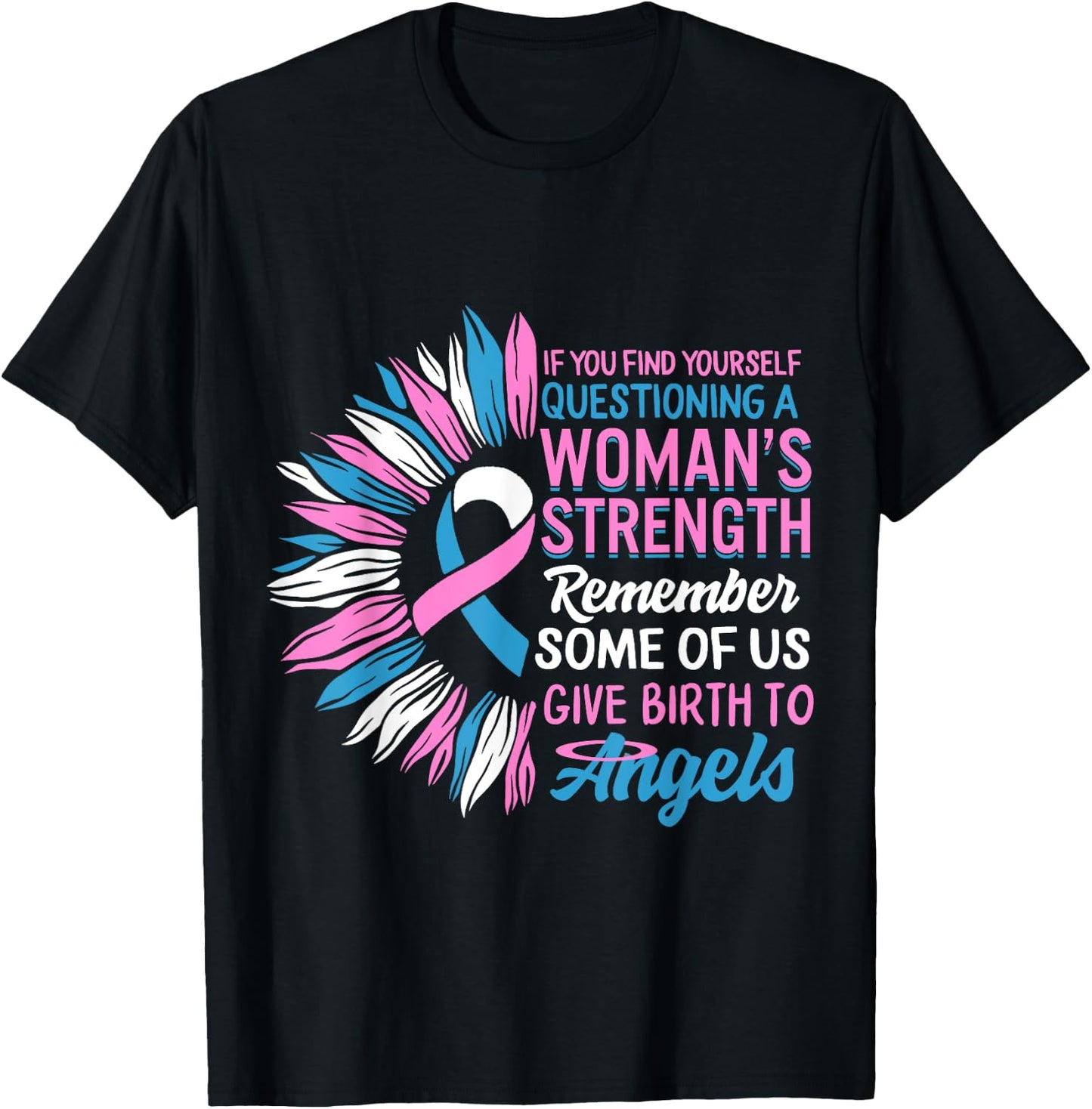 Pregnancy Infant Loss Awareness Strength Mommy of Angel T-Shirt - T-Shirt | Black
