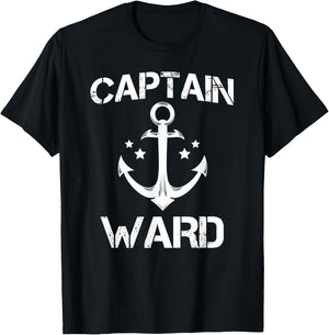CAPTAIN WARD Funny Birthday Personalized Name Boat Gift T-Shirt - T-Shirt | Black