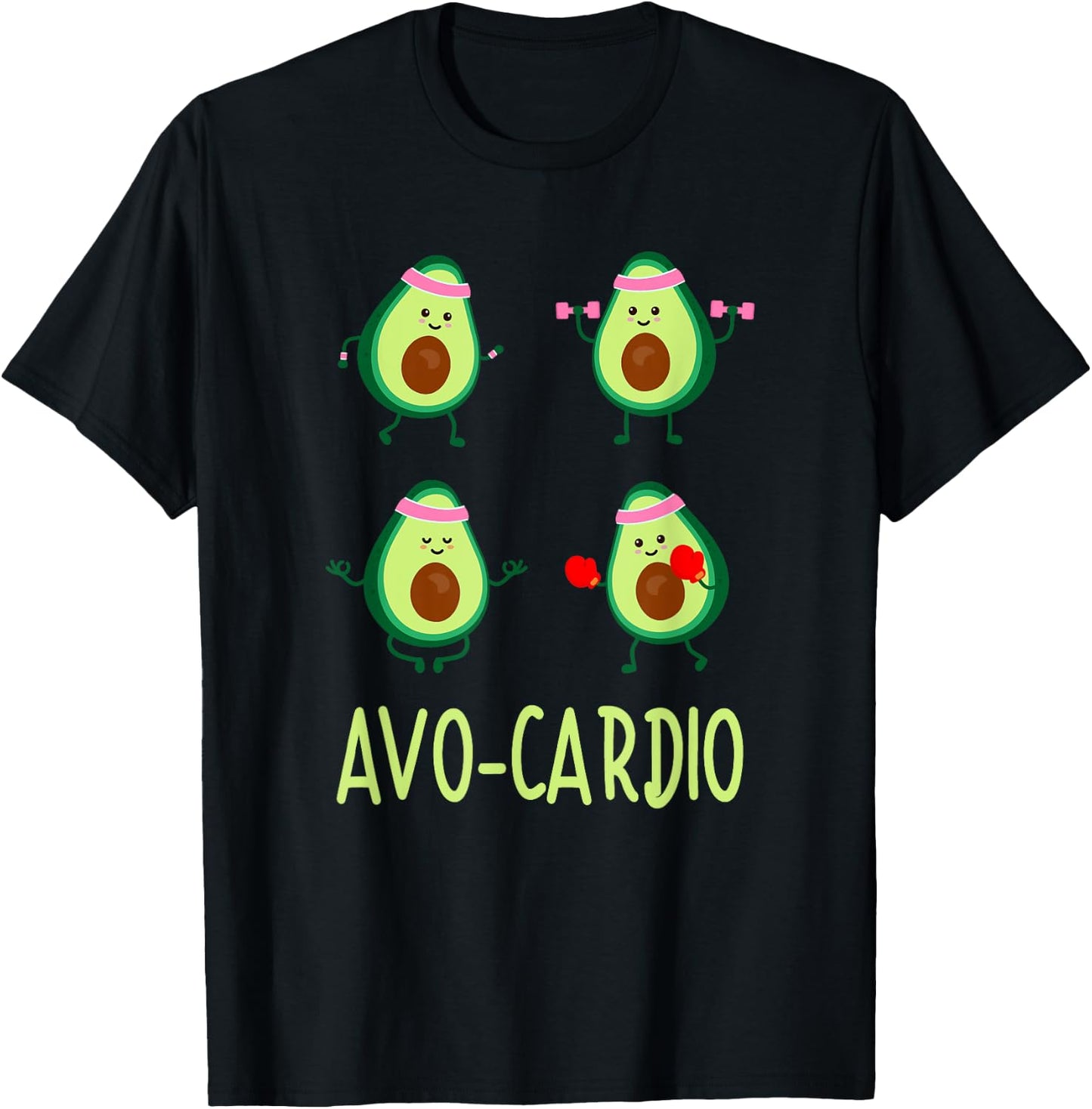 Avo-Cardio Avocardio Time Fitness Avocado Vegan Sport T-Shirt - T-Shirt | Black
