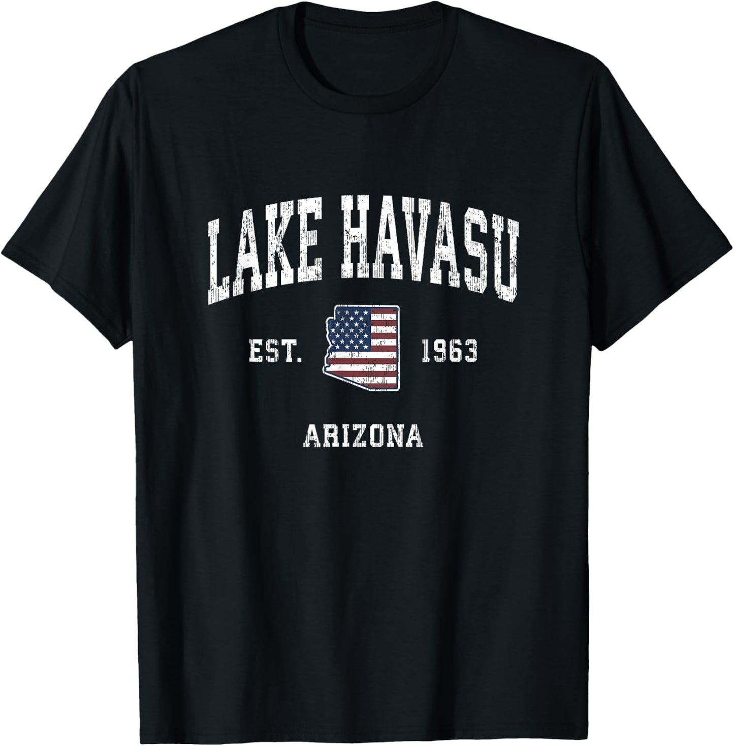 Lake Havasu Arizona AZ Vintage American Flag Sports Design T-Shirt - T-Shirt | Black