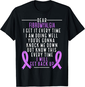 Fibro Warrior I will get back up Fibromyalgia Awareness T-Shirt - T-Shirt | Black
