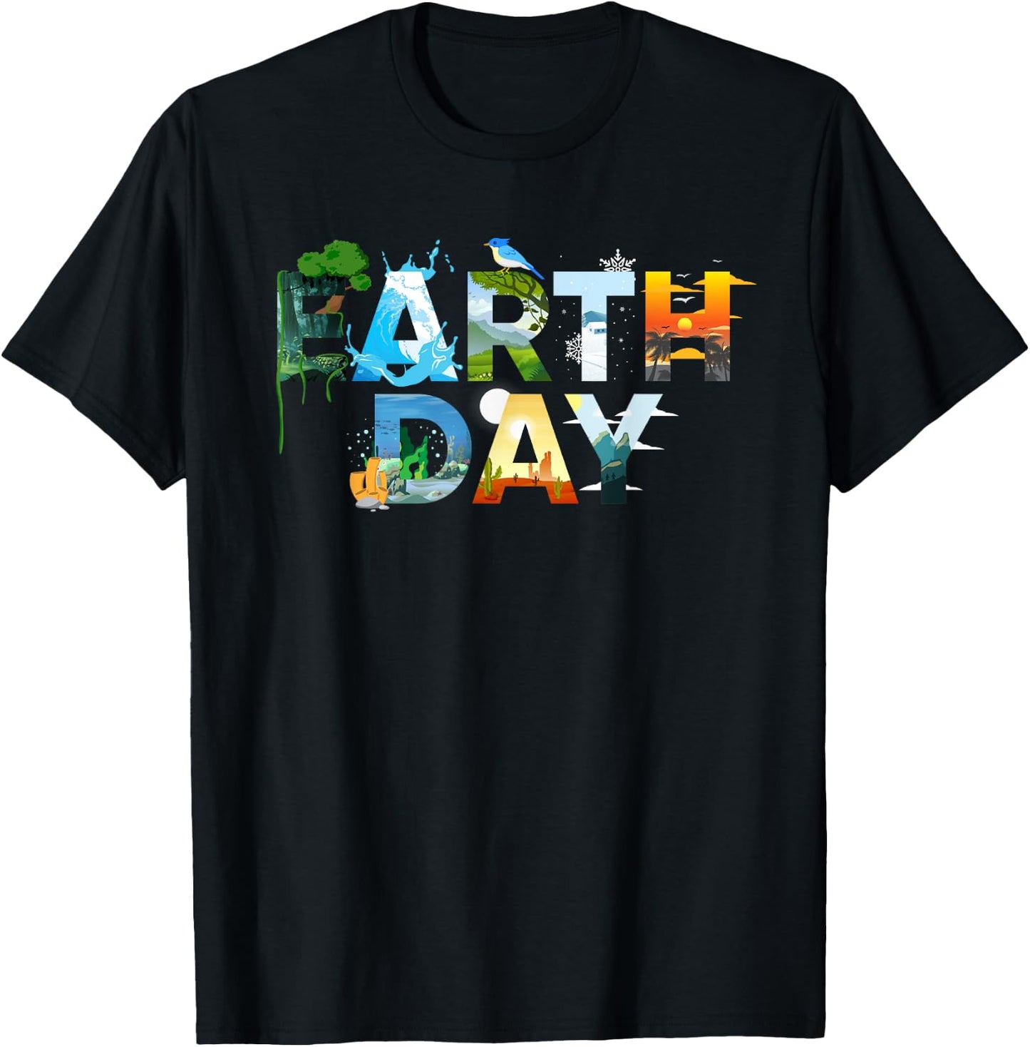 Earth Day Environmental Protection Save Tree & Animals T-Shirt - T-Shirt | Black