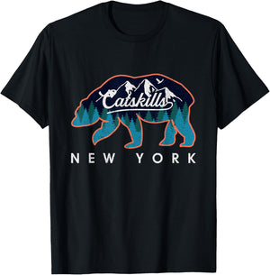 Catskill Mountains Inside A Bear Silhouette Vintage Outdoor T-Shirt - T-Shirt | Black