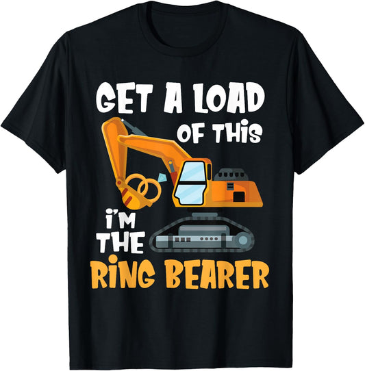 Funny Wedding Party Ring Bearer Excavator Boys Ring Bearer T-Shirt - T-Shirt | Black