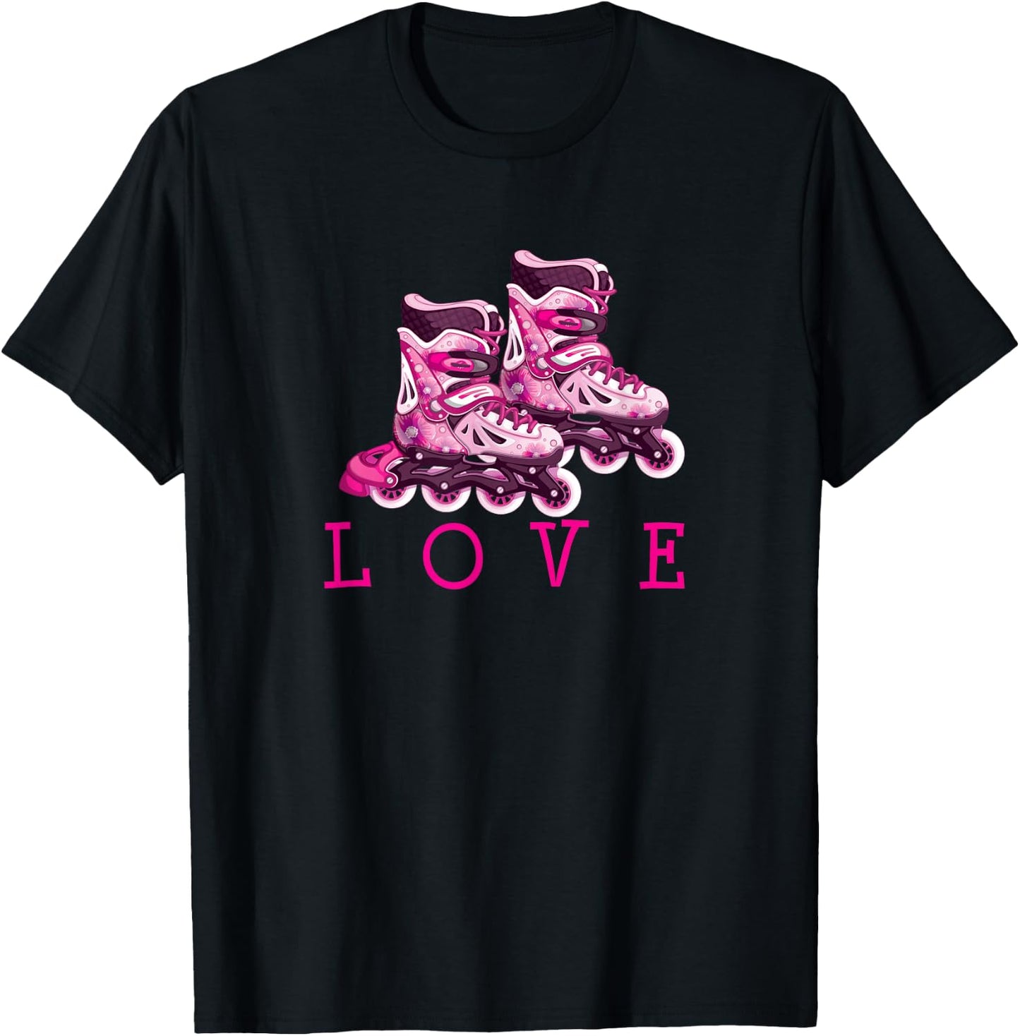Love Skating Rollerblade Girl Gift Women Cute Fun T-Shirt - T-Shirt | Black
