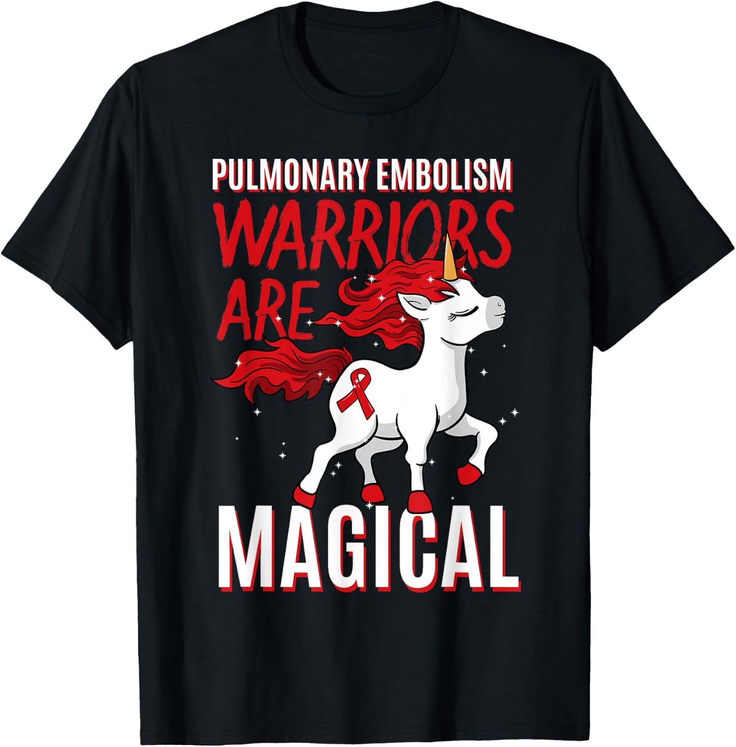 Pulmonary Embolism Awareness Warrior PE Unicorn Lover T-Shirt - T-Shirt | Black
