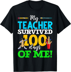My Teacher Survived 100 Days of Me Dab 100 Days of School Women Kids T-Shirt - T-Shirt | Black