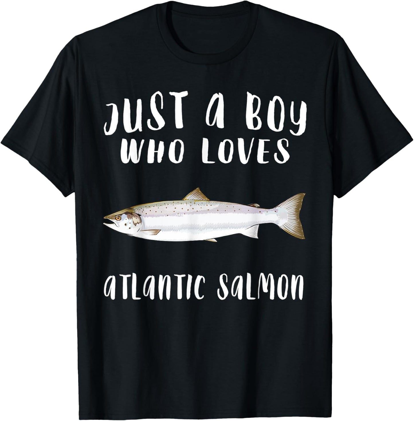 Just A Boy Who Loves Atlantic Salmon Fish Lover T-Shirt - T-Shirt | Black