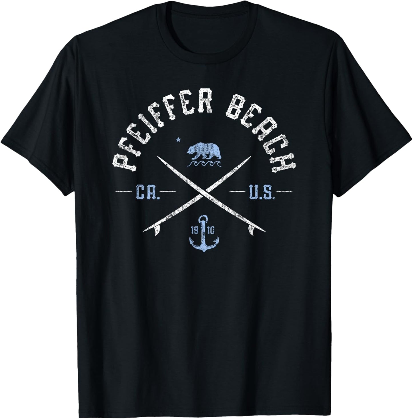 Pfeiffer Beach CA Vintage California Travel T-Shirt - T-Shirt | Black