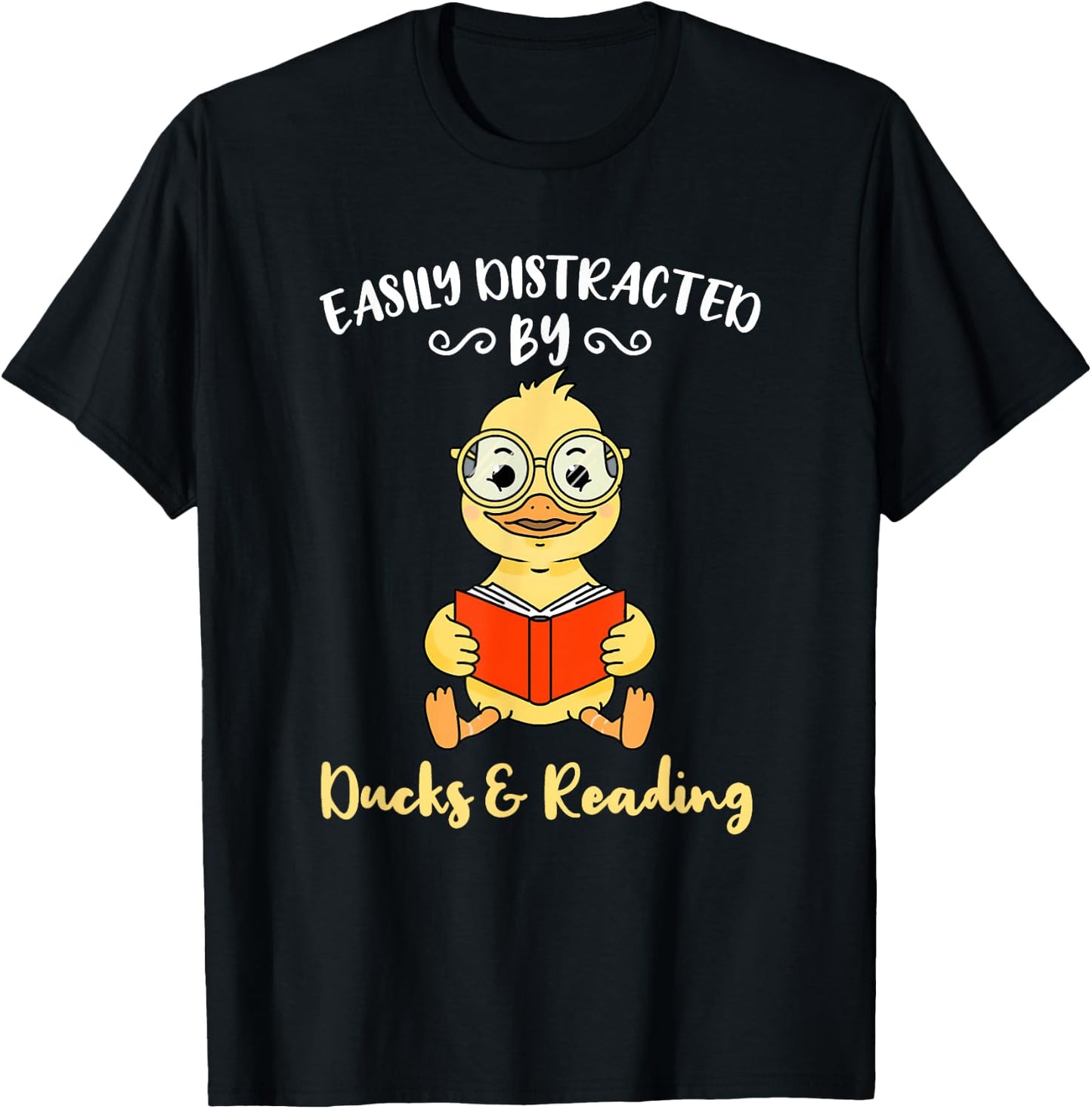 Easily Distracted By Ducks And Reading Librarian T-Shirt - T-Shirt | Black