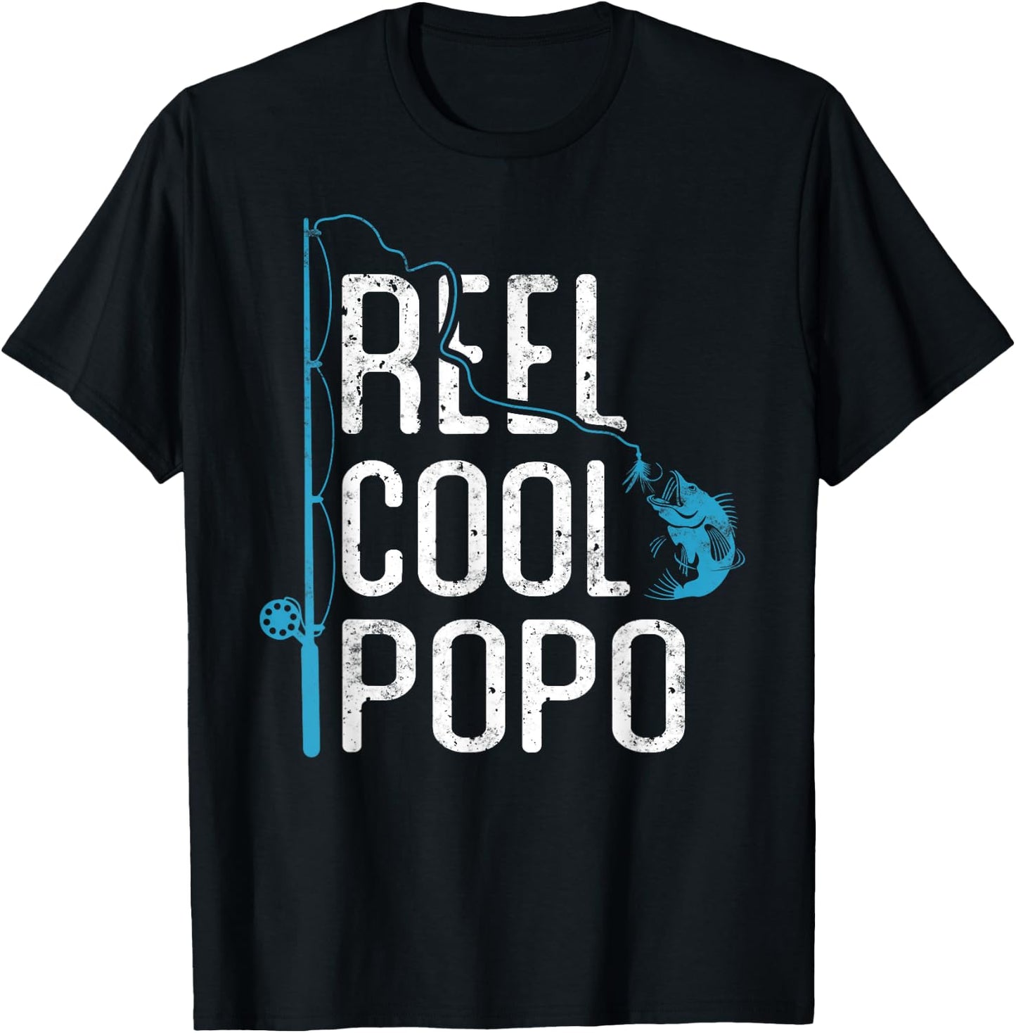 Reel cool Popo Fishing Father’s Day Gift Fisherman Popo T-Shirt - T-Shirt | Black
