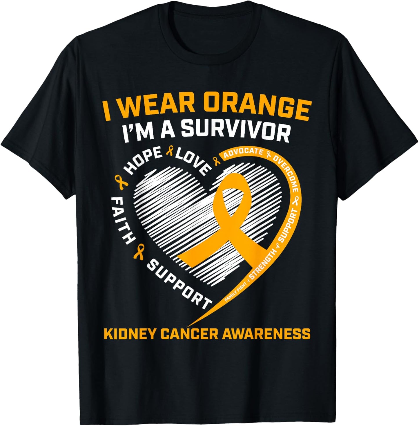 In March We Wear Orange Kidney Cancer Survivor Gifts Graphic T-Shirt - T-Shirt | Black