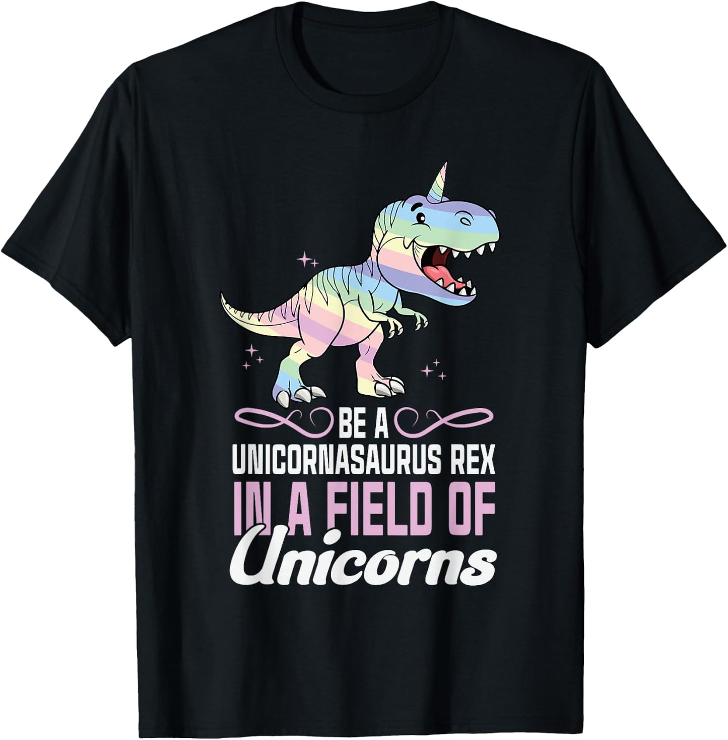 Cute Dinocorn Dinosaur Girls Unicorn T-Shirt - T-Shirt | Black
