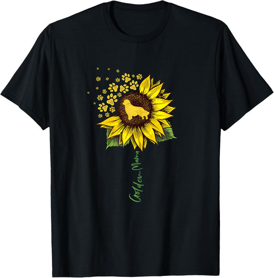 Golden Mom Sunflower Golden Retriever Lover Gifts Dog Mama T-Shirt - T-Shirt | Black