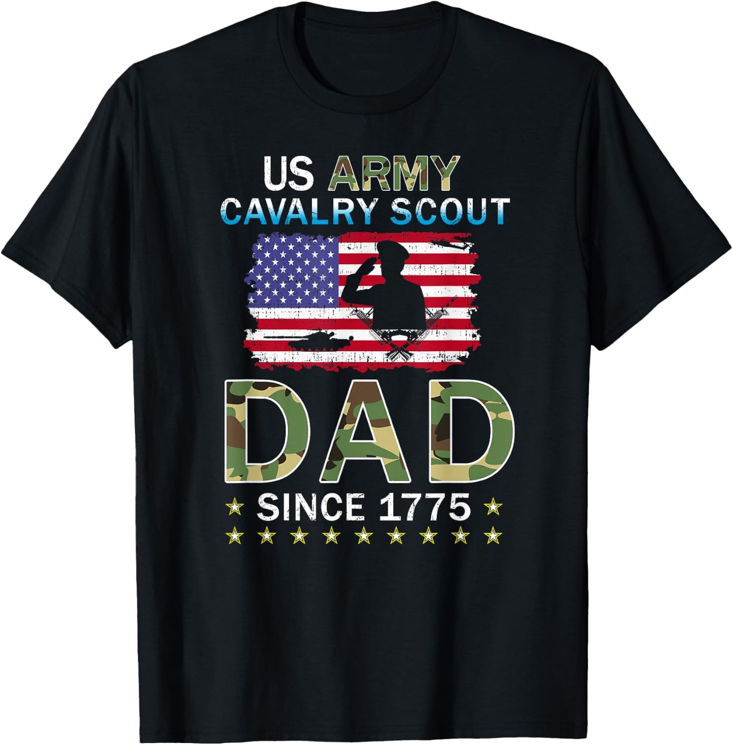 Proud Army Dad-Proud Cavalry Scout Dad Camouflage Army T-Shirt - T-Shirt | Black