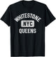 Whitestone Queens NYC Gym Style Distressed White Print T-Shirt - T-Shirt | Black