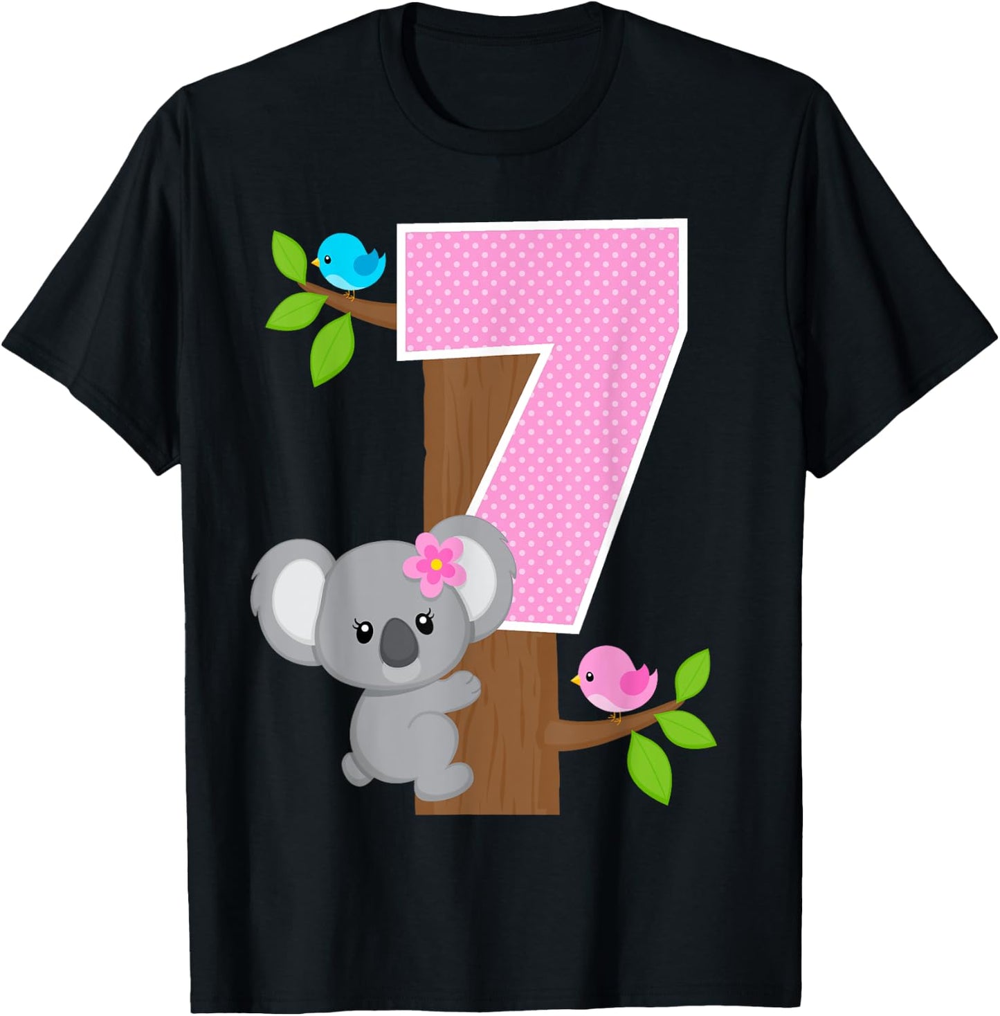 Koala Bear 7th Birthday Girl 7 Year Old Birthday Koalas Bday T-Shirt - T-Shirt | Black