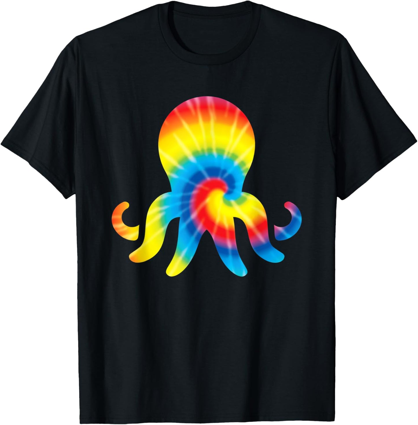 Tie Dye Octopus Rainbow Print Mollusc Hippie Peace Gift T-Shirt - T-Shirt | Black
