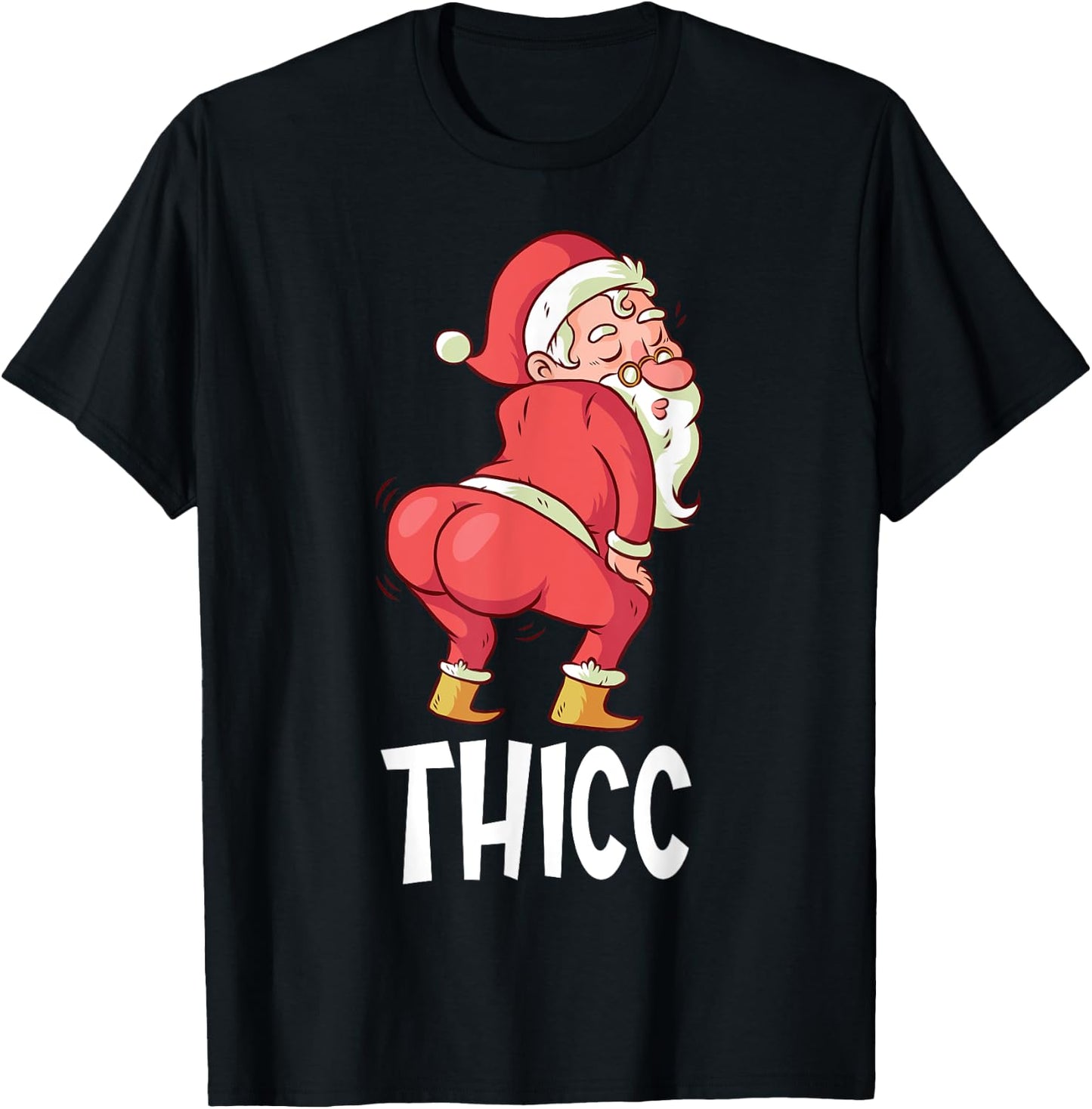 THICC Funny Twerking Santa Claus Christmas T-Shirt - T-Shirt | Black