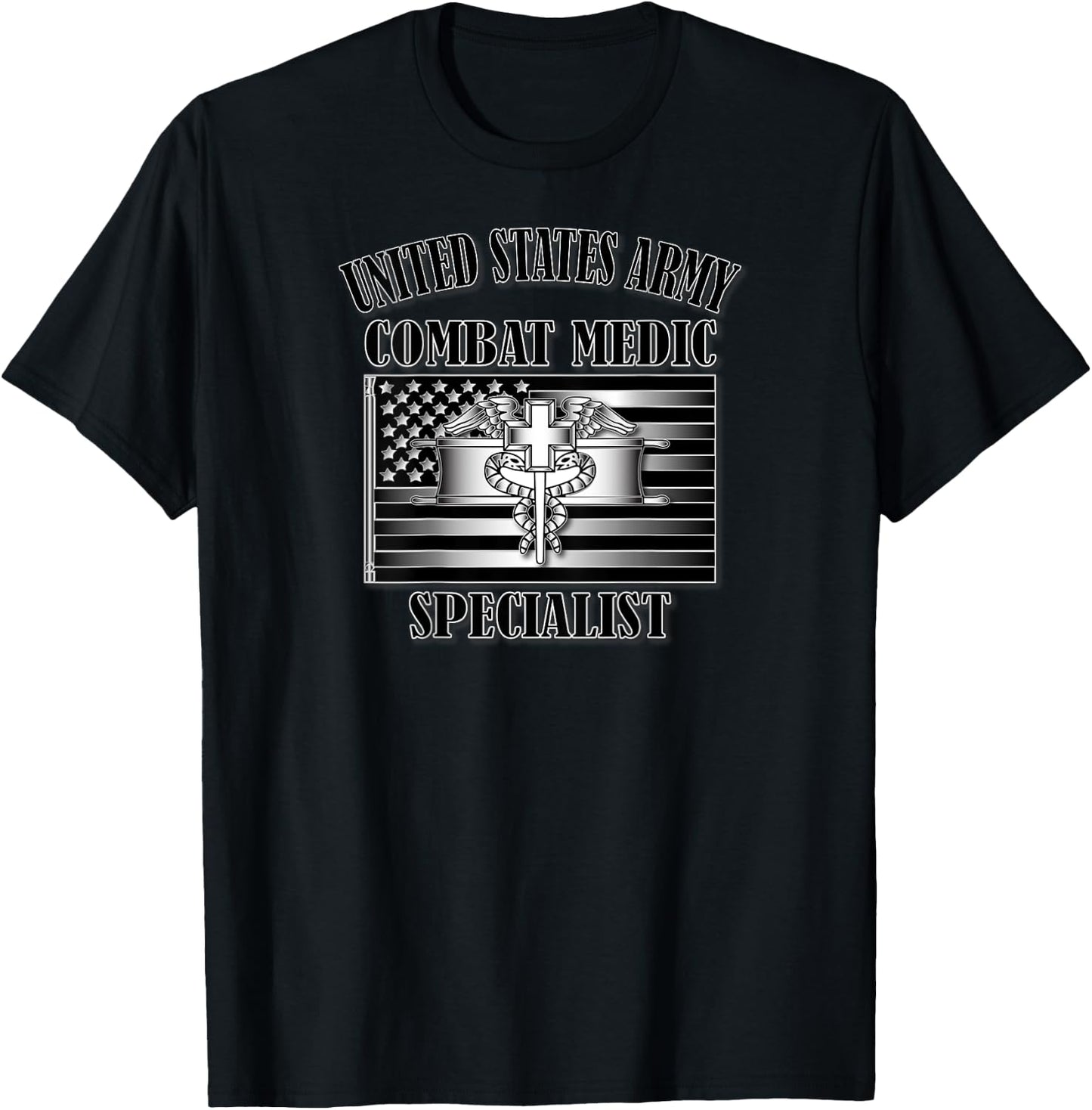 U.S. Army Combat Medic Specialist (Back Design) T-Shirt - T-Shirt | Black