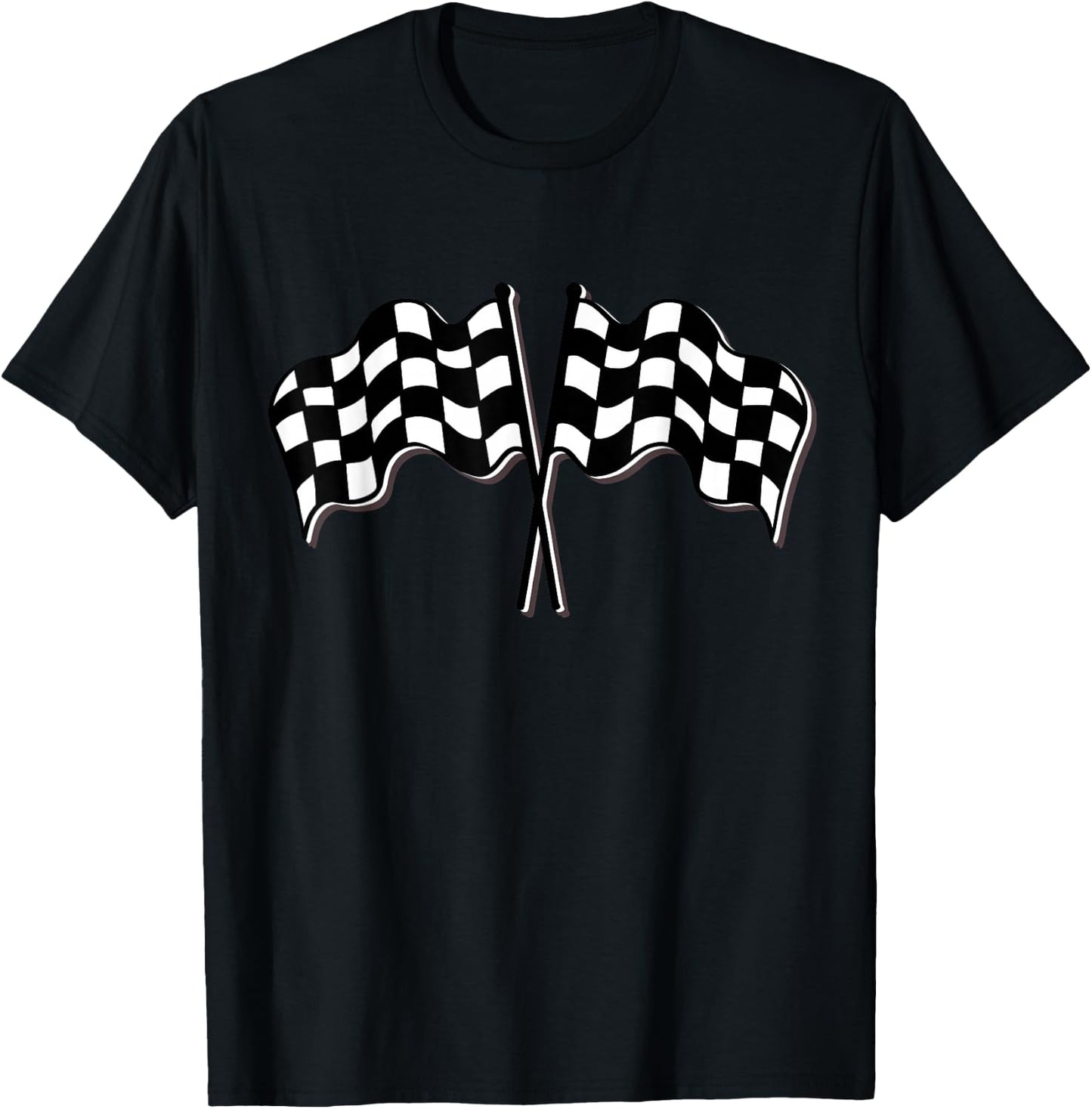 Racing Car Checkered Finish Line Flag Automobile Motor Race T-Shirt - T-Shirt | Black