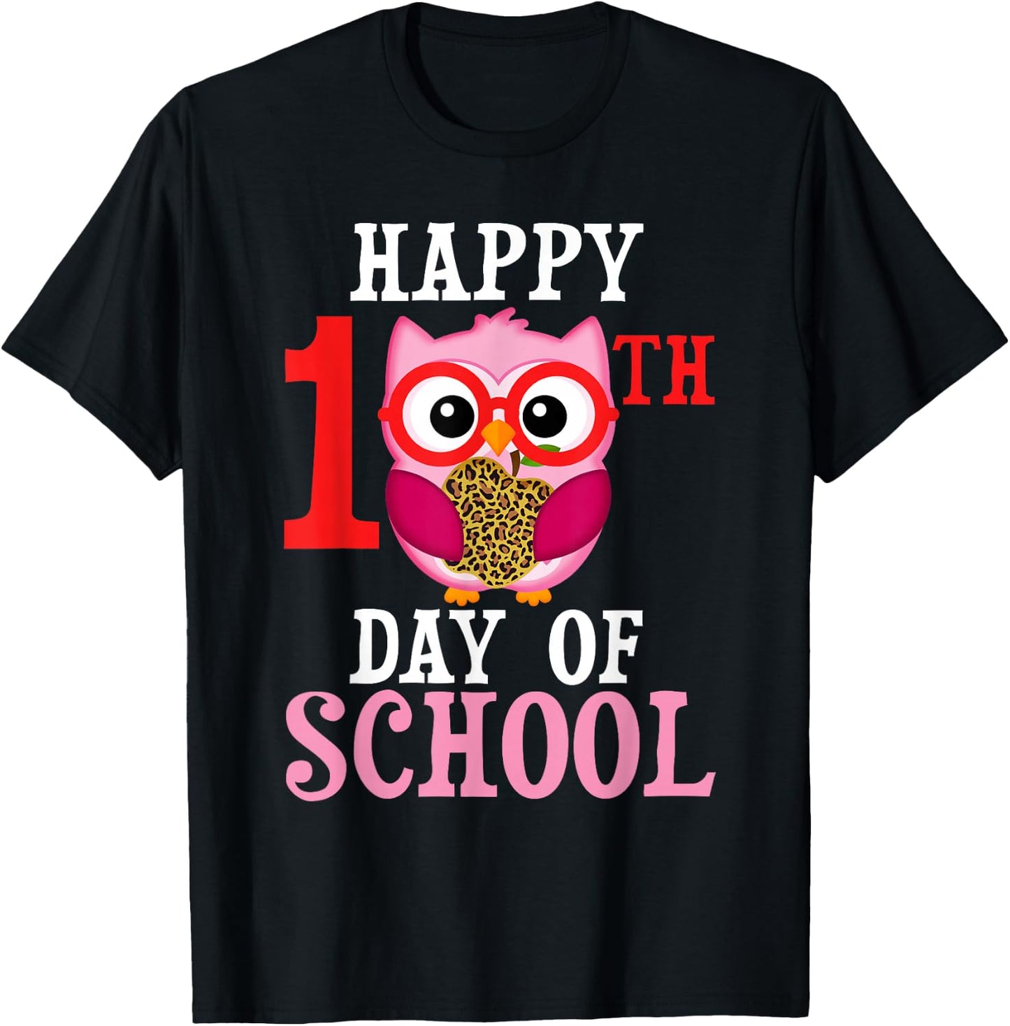 Happy 100th Day Of School Owl Cute Teacher Student Girls Owl T-Shirt - T-Shirt | Black