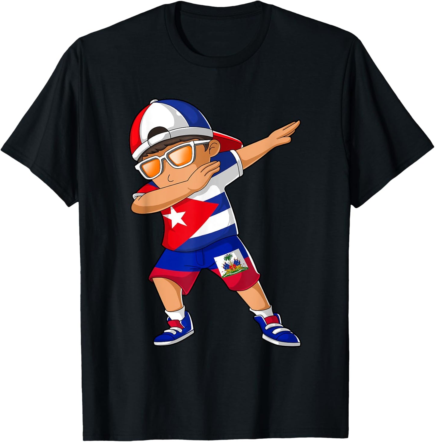 Half Cuban Half Haitian Boy Kid Cuba Haiti Flag T-Shirt - T-Shirt | Black