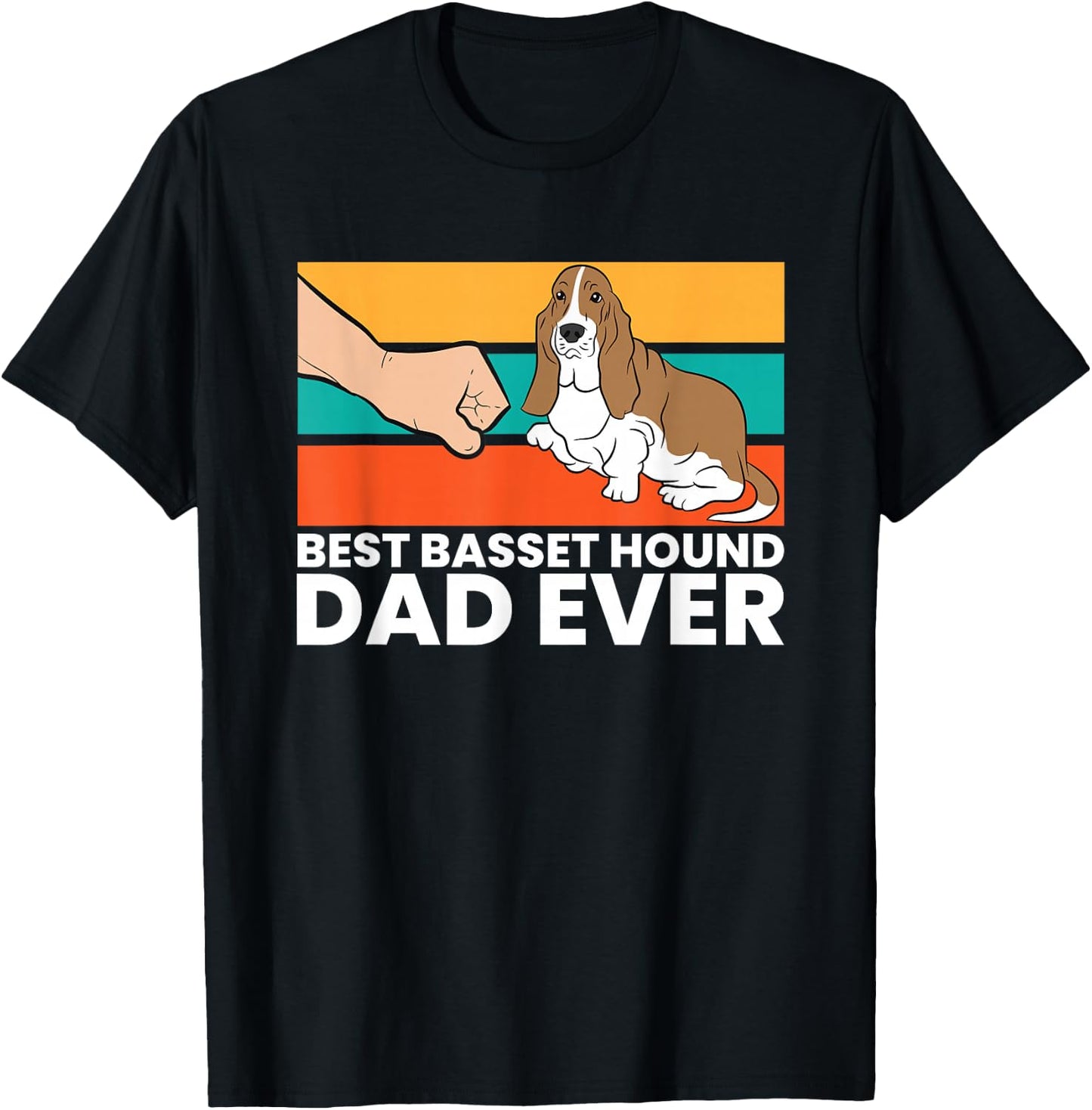 Best Basset Hound Dad Ever Funny Basset Hound T-Shirt - T-Shirt | Black