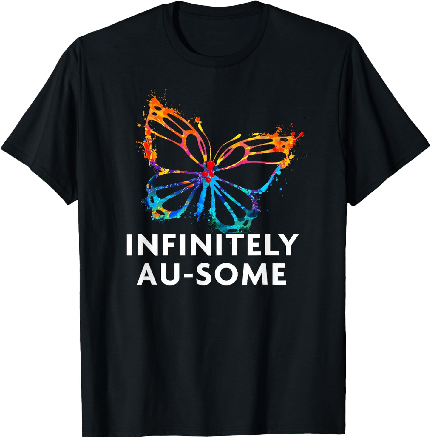 Red Instead Autism - Infinitely AU-SOME Butterfly T-Shirt - T-Shirt | Black