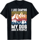 I Like Camping My Dog And Three People Funny Camper T-Shirt - T-Shirt | Black