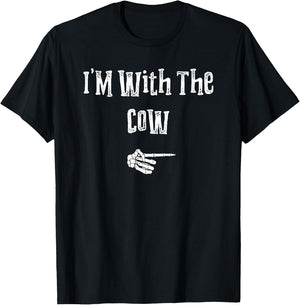 I'm With Cow Farmer Halloween Costume Funny Couples Matching T-Shirt - T-Shirt | Black