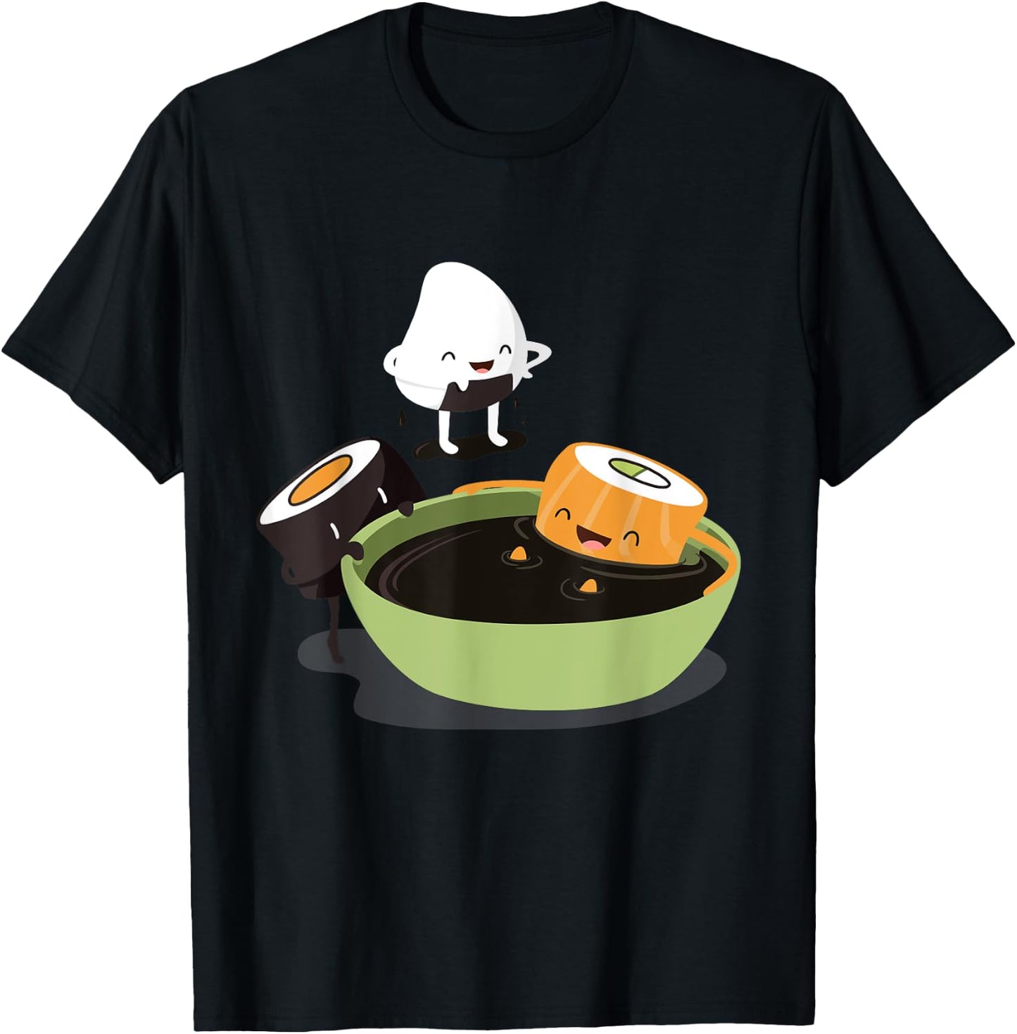 Japanese Food Funny Cute Kawaii Funny Cute Sushi Bath T-Shirt - T-Shirt | Black