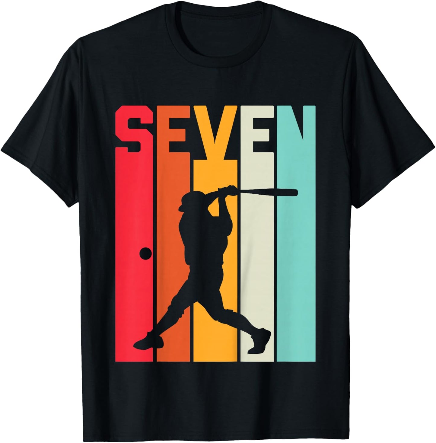 7th Birthday Retro Baseball 7 Years Old Boy Girl T-Shirt - T-Shirt | Black