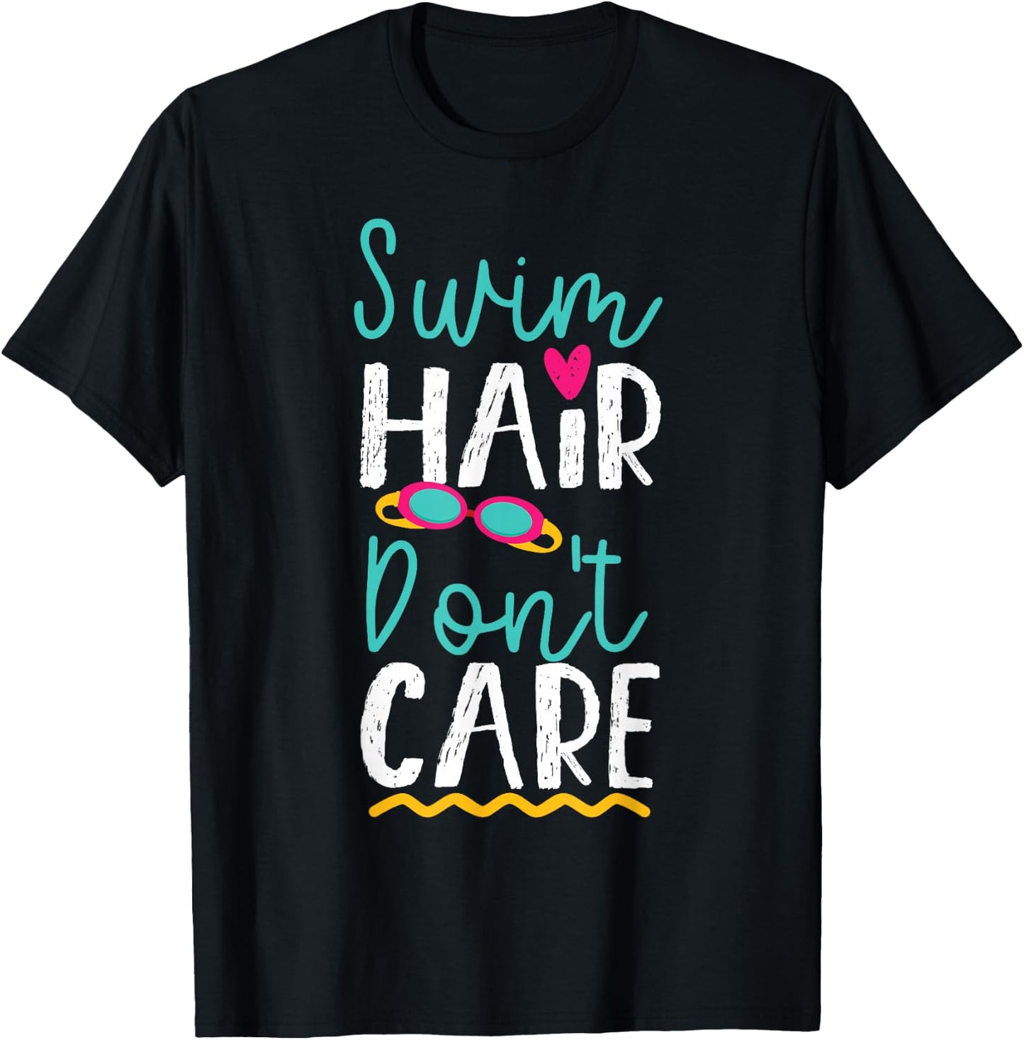 Swimming Swimmer Swim Hair Don't Care Girl T-Shirt - T-Shirt | Black